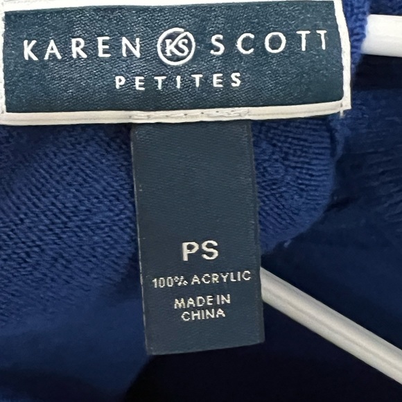 Karen Scott Petites Royal Blue Mock-Neck Zip-Back Sweater - Picture 4 of 5
